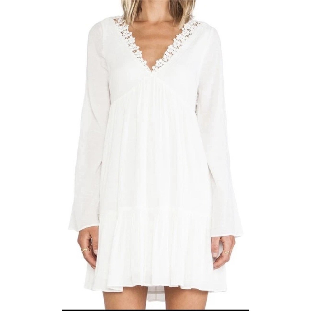 Free People Gental Dreamer Tunic Dress Women's Sm Lace Open Back Gauzy Boho